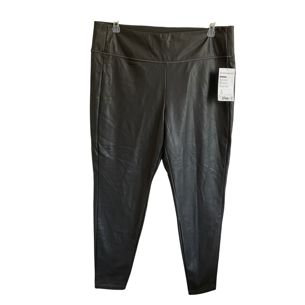 Athleta Faux Leather All Over Gleam Fleece Lined Grey Tights - 1X -‎ NEW